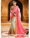 Cherubic Faux Chiffon Patch Border Work Shaded Saree