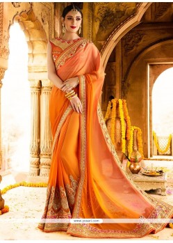 Beckoning Orange Net Classic Designer Saree