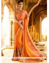 Beckoning Orange Net Classic Designer Saree