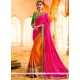 Haute Hot Pink And Orange Designer Half N Half Saree