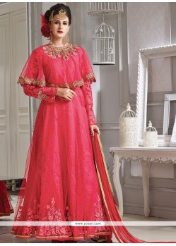 Desirable Lace Work Designer Floor Length Suit