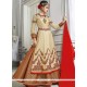 Intricate Beige Resham Work Banarasi Silk Long Choli Lehenga