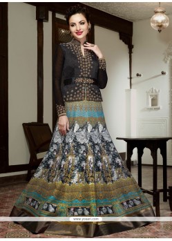 Majestic Embroidered Work Art Silk Multi Colour Floor Length Anarkali Salwar Suit
