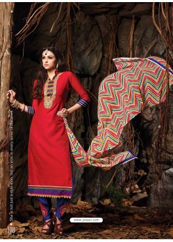 Red Chanderi Party wear suit