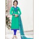 Lovable Chanderi Sea Green Lace Work Churidar Suit