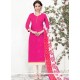 Magnificent Chanderi Hot Pink Churidar Designer Suit