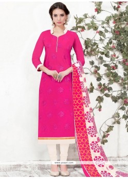 Magnificent Chanderi Hot Pink Churidar Designer Suit