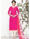 Magnificent Chanderi Hot Pink Churidar Designer Suit