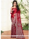 Weaving Crepe Silk Traditional Saree In Red