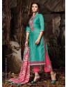 Green And Pink Chanderi Party wear suit