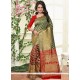 Prepossessing Green And Red Weaving Work Designer Traditional Saree