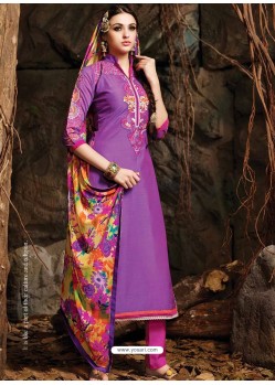 Purple And Pink Chanderi Party wear suit