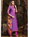 Purple And Pink Chanderi Party wear suit