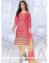 Refreshing Cotton Pink Embroidered Work Churidar Suit