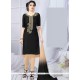 Swanky Cotton Black Embroidered Work Churidar Suit