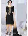 Swanky Cotton Black Embroidered Work Churidar Suit