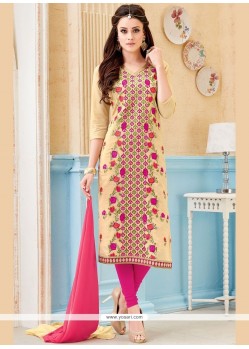 Magnetic Embroidered Work Cotton Churidar Suit