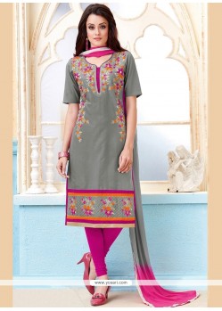 Topnotch Cotton Embroidered Work Churidar Suit