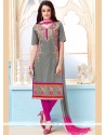 Topnotch Cotton Embroidered Work Churidar Suit