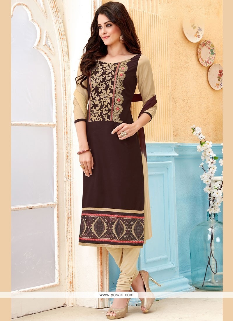 Buy Pleasance Cotton Embroidered Work Churidar Suit | Churidar Salwar Suits