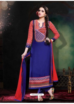 Blue And Red Georgette Punjabi Suit
