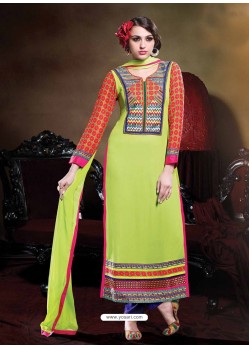 Green And Red Georgette Punjabi Suit