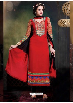 Red Georgette Punjabi Suit