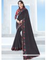 Black Embroidered Work Faux Georgette Classic Saree