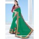 Gripping Faux Georgette Sea Green Classic Designer Saree