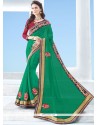 Gripping Faux Georgette Sea Green Classic Designer Saree