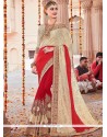 Whimsical Red Embroidered Work Designer Saree