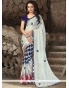 Chic Faux Georgette Off White Print Work Printed Saree