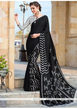 Exceptional Faux Crepe Print Work Printed Saree