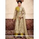 Invigorating Art Silk Beige Zari Work Designer Suit