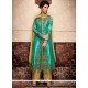 Lovable Embroidered Work Turquoise Banarasi Silk Designer Suit