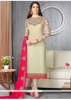 Gleaming Lace Work Churidar Suit