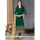 Glossy Green Faux Georgette Churidar Suit