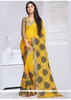 Exceeding Faux Georgette Embroidered Work Classic Saree
