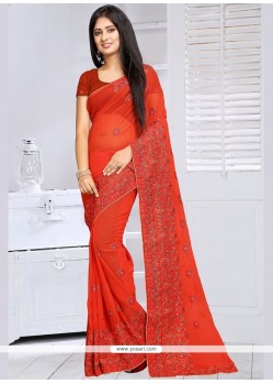 Prepossessing Faux Georgette Embroidered Work Classic Saree