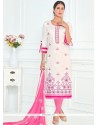 Sterling Pink And White Cotton Churidar Suit