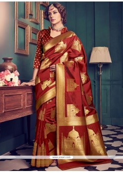 Lovable Maroon Art Silk Traditional Designer Saree