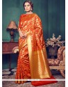 Opulent Weaving Work Orange Art Silk Traditional Saree