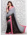 Black And Grey Georgette Party wear saree