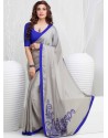 Grey And Blue Georgette Party wear saree