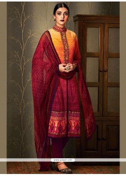 Blissful Embroidered Work Cotton Multi Colour Pant Style Suit