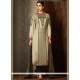 Savory Cotton Beige And Brown Embroidered Work Pant Style Suit