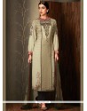 Savory Cotton Beige And Brown Embroidered Work Pant Style Suit