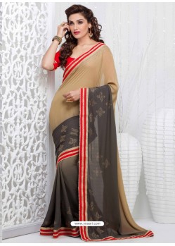 Red And Black Georgette Party wear saree