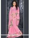 Conspicuous Faux Georgette Pink Saree