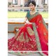Charming Orange And Red Embroidered Work Fancy Fabric Designer Bridal Sarees